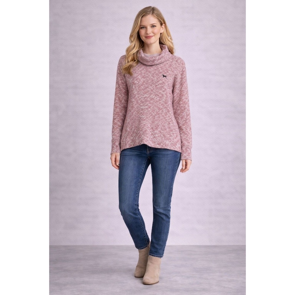 THE BLACK DOG BRAND Cowl Neck Sweater Pink Marled‎ Logo Women M